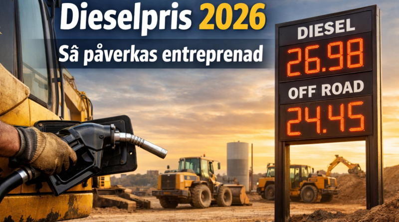 Entreprenadmaskiner som tankas diesel på arbetsplats med fokus på stigande bränslepriser