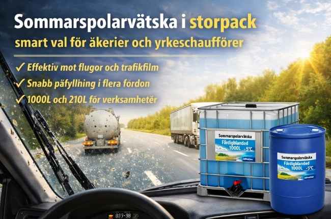 Sommarspolarvätska färdigblandad 1000L och 210L för åkerier och yrkeschaufförer